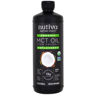 Nutiva, MCT-olje fra kokosnøtt, uten smak, 32 fl oz (946 ml)