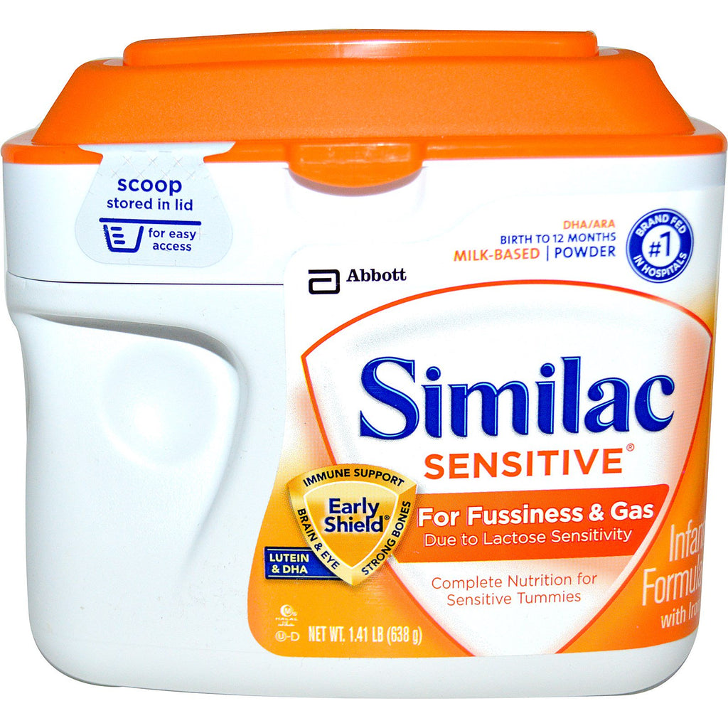 Similac, Sensitive, fórmula infantil con hierro, desde el nacimiento hasta los 12 meses, 1,41 lb (638 g)