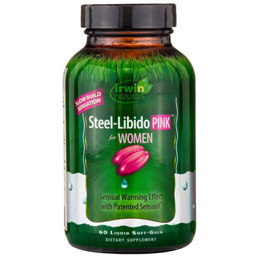 Irwin naturals, steel-libido, rosa, para mujer, 60 cápsulas blandas líquidas