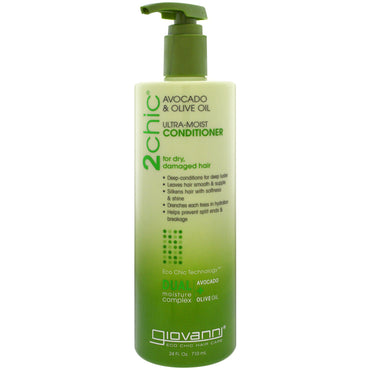 Giovanni, 2chic, acondicionador ultrahúmedo, para cabello seco y dañado, aguacate y aceite de oliva, 24 fl oz (710 ml)