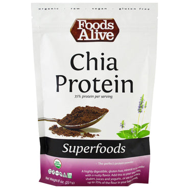 Levende fødevarer, superfoods, chiaproteinpulver, 227 g (8 oz)