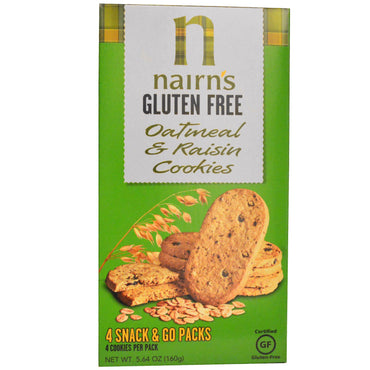 Nairn's Inc, שיבולת שועל ללא גלוטן ועוגיות צימוקים, 5.64 אונקיות (160 גרם)