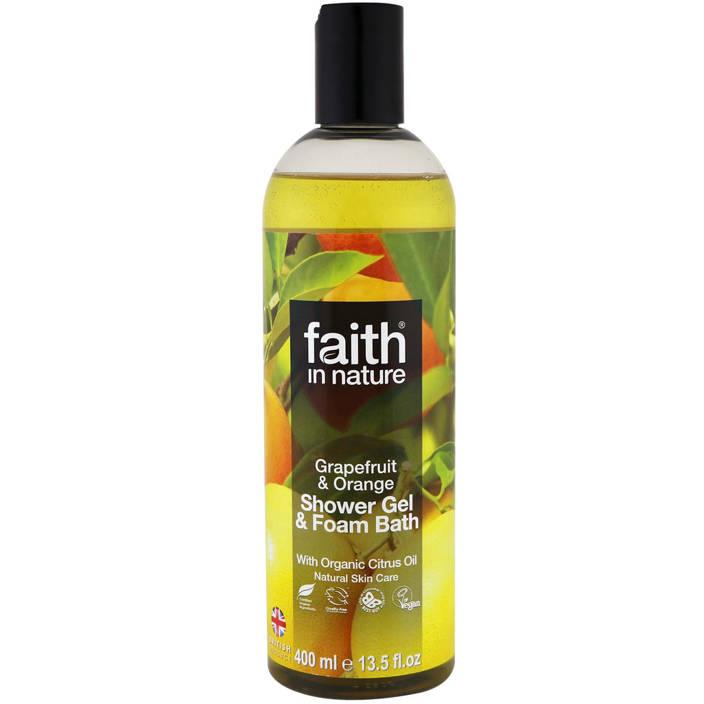 Faith in Nature, Shower Gel & Foam Bath, Grapefruit & Orange, 13.5 fl oz (400 ml)