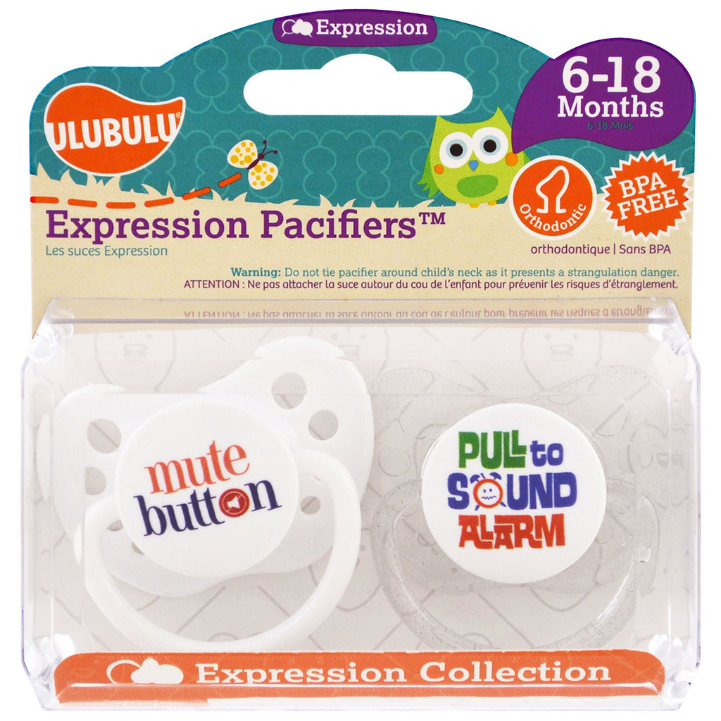 Ulubulu, Sucettes Expression, Muet, Pull, 6-18 mois, 2 Sucettes