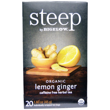 Bigelow, Steep,  Lemon Ginger Tea, 20 Tea Bags, 1.60 oz (45 g)
