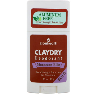Zion Health, Desodorante ClayDry, Felicidad marroquí, 2,5 oz (70 g)