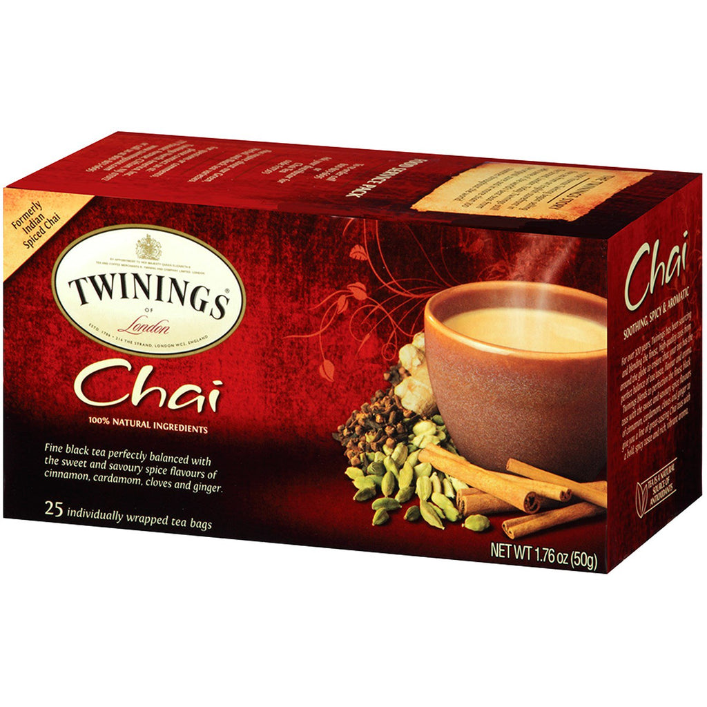 Twinings, תה צ'אי, 25 שקיות תה, 1.76 אונקיות (50 גרם)