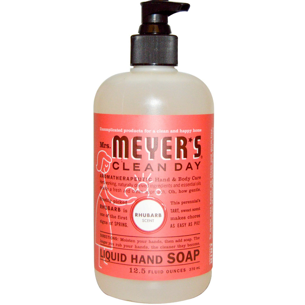 Mrs. Meyers Clean Day, flytande handtvål, rabarberdoft, 12,5 fl oz (370 ml)