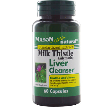 Mason natural, limpador de fígado de cardo leiteiro (silimarina), 60 cápsulas
