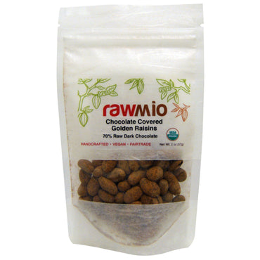 Rawmio, raisins secs dorés enrobés de chocolat, 2 oz (57 g)