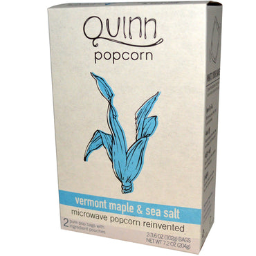 Quinn Popcorn, palomitas de maíz para microondas, arce de Vermont y sal marina, 2 bolsas, 3,6 oz (102 g) cada una