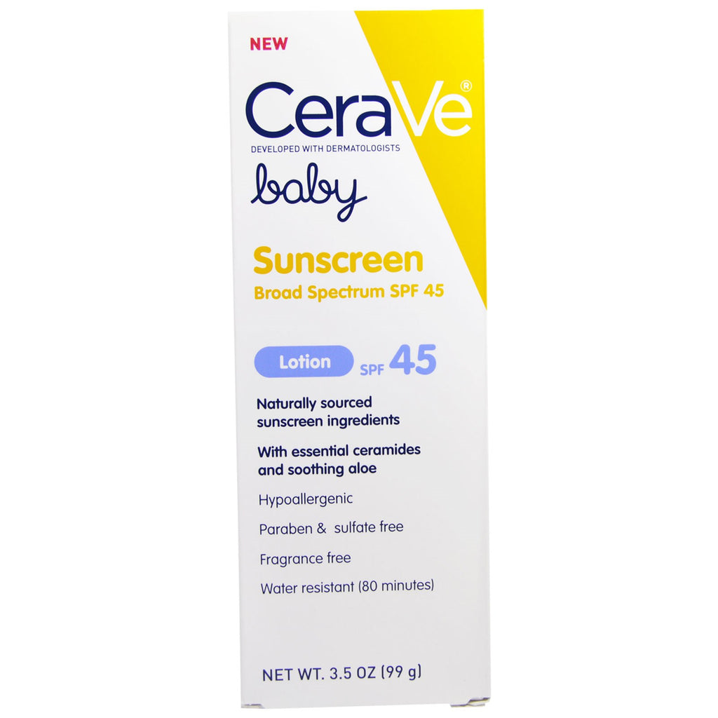 CeraVe बेबी सनस्क्रीन लोशन SPF 45 3.5 आउंस (99 ग्राम)
