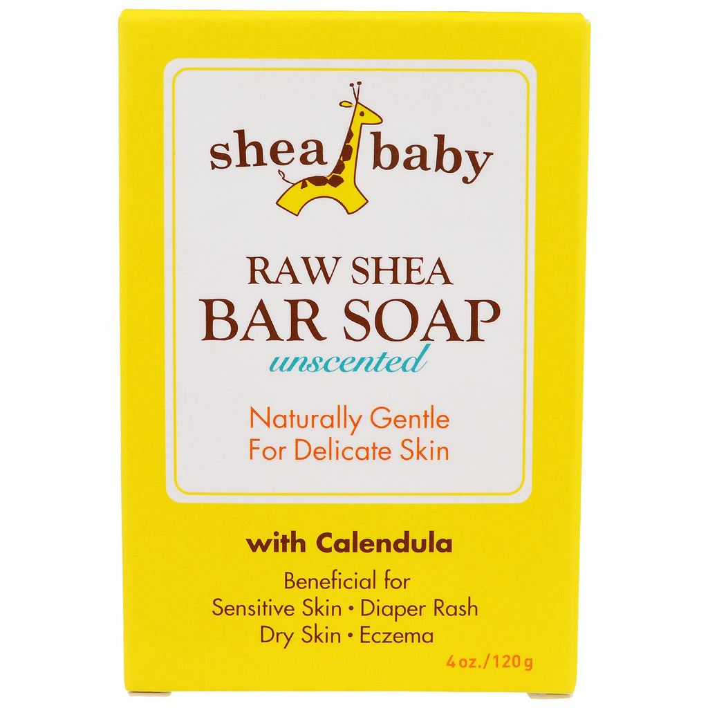 Shea Baby Shea Mama, Raw Shea Bar Soap, uparfymert, 4 oz (120 g)