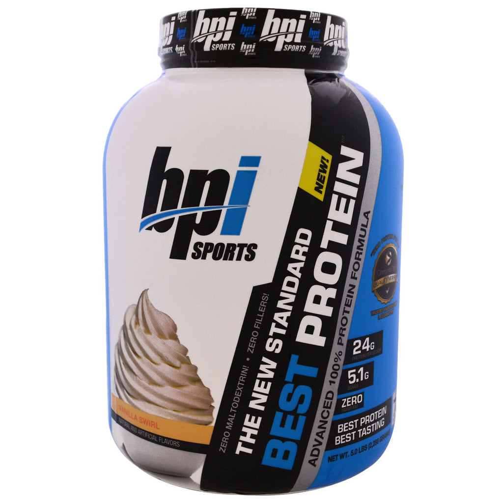 BPI Sports, Cea mai bună proteină, Formula avansată 100% proteine, Vanilla Swirl, 5,0 lbs (2.288 g)