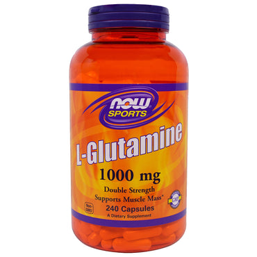 Now Foods, Esportes, L-Glutamina, Dupla Força, 1000 mg, 240 Cápsulas