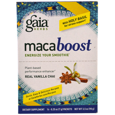 Gaia-kruiden, MacaBoost, echte vanille-chai, 14 pakjes, elk 0,25 oz (7 g)