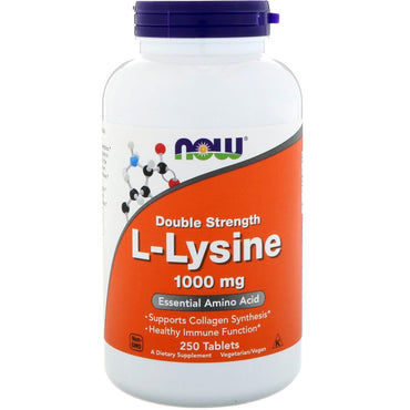 Nu voedingsmiddelen, L-Lysine, 1000 mg, 250 tabletten
