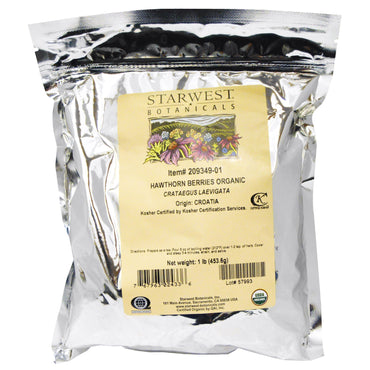 Starwest Botanicals, Hawthorn Berries, 1 lb (453,6 g)