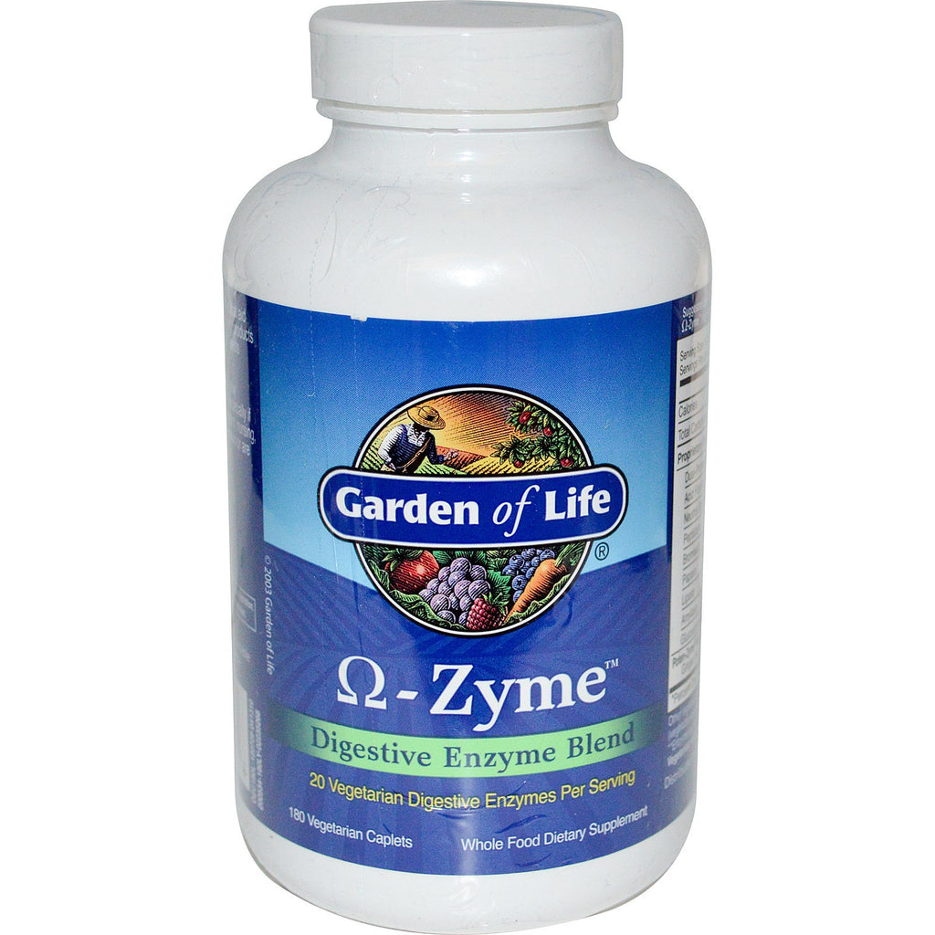 Garden of Life, O-Zyme, mélange d'enzymes digestives, 180 caplets végétariens