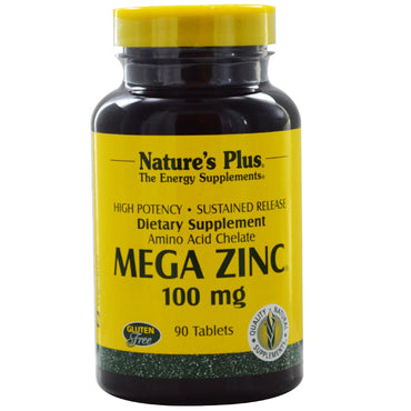Nature's Plus, Mega Zinc, 100 mg, 90 tabletas