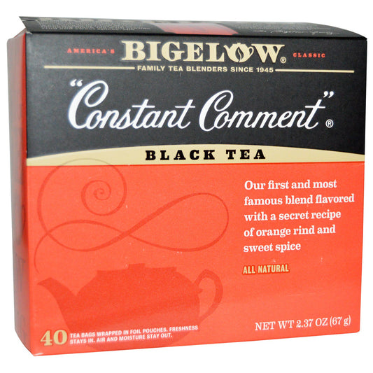 Bigelow, svart te, konstant kommentar, 40 tepåsar, 2,37 oz (67 g)