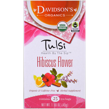 Davidson's Tea, Tulsi, Hibiscus Flower Tea, Koffeinfritt, 25 tepåsar, 1,58 oz (45 g)