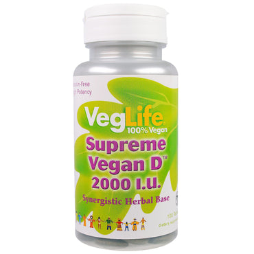 VegLife, Supreme Vegan D, 2000 I.U., 100 Tablets