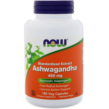 Now Foods, Ashwagandha, 450 mg, 180 vegetabilske kapsler