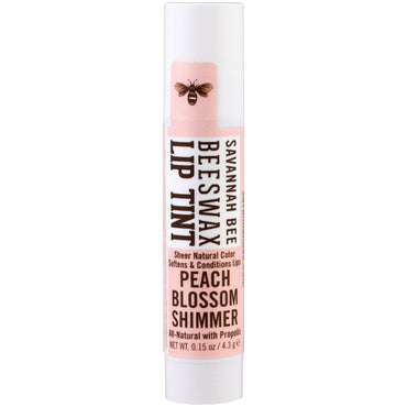 Savannah Bee Company Inc, Beeswax Lip Tint, Peach Blossom Shimmer , 0.15 oz (4.3 g)