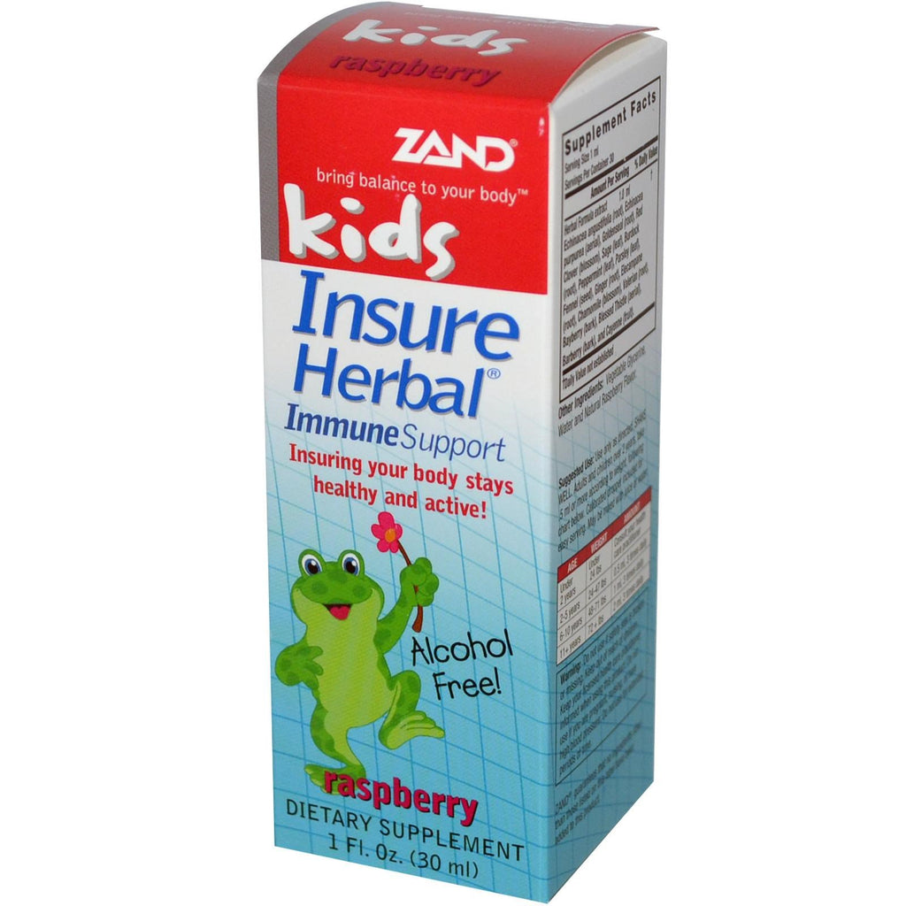 Zand, Kids, Insure Herbal, Immune Support, Raspberry, 1 ออนซ์ (30 มล.)