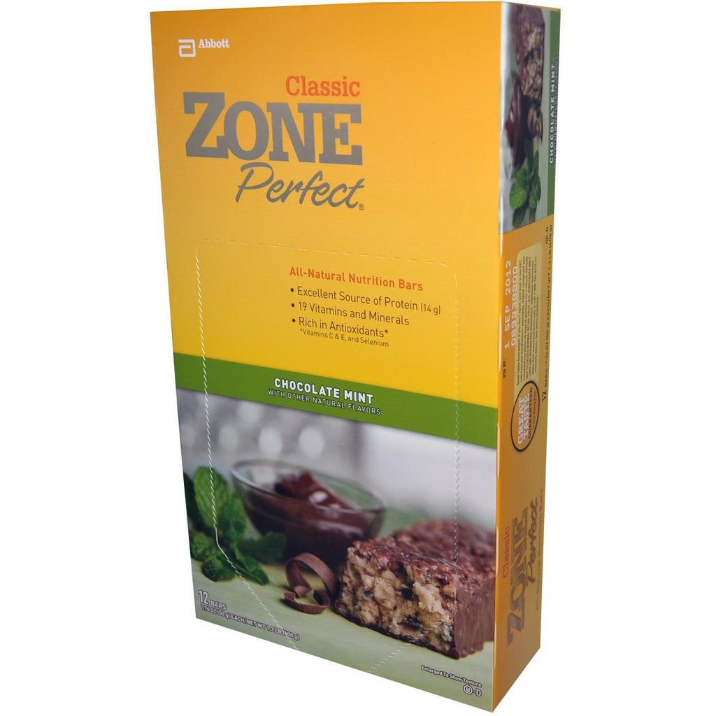 ZonePerfect Classic Barras nutritivas totalmente naturales, chocolate y menta, 12 barras de 1,76 oz (50 g) cada una)