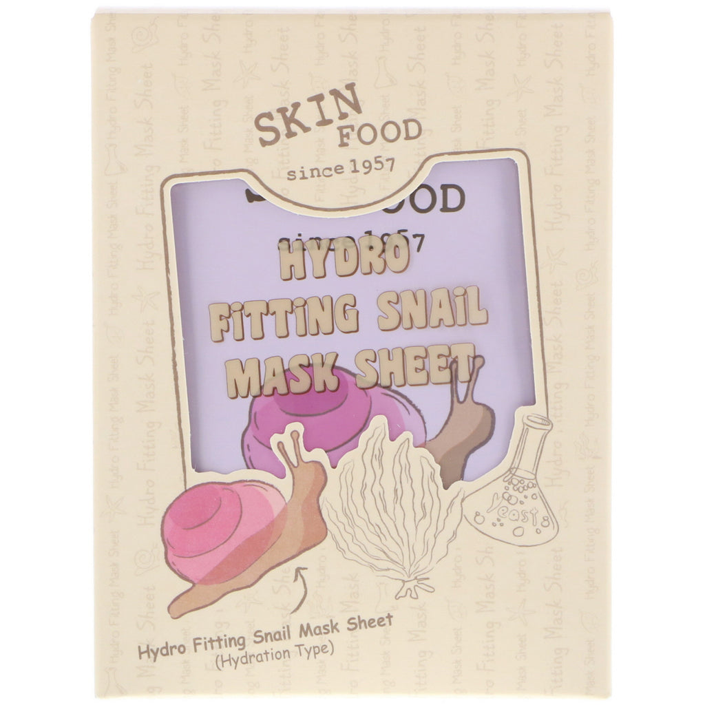 Skinfood, Feuille de masque d'escargot Hydro Fitting, 5 feuilles, 4,93 oz (28 g) chacune