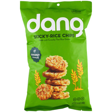 Dang Foods LLC, patatine di riso appiccicoso, cocco, 3,5 once (100 g)