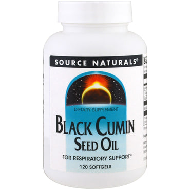Source naturals, huile de graines de cumin noir, 120 gélules