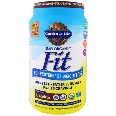 Garden of Life, Raw Fit, alto contenido en proteínas para bajar de peso, chocolate, 32,5 oz (922 g)