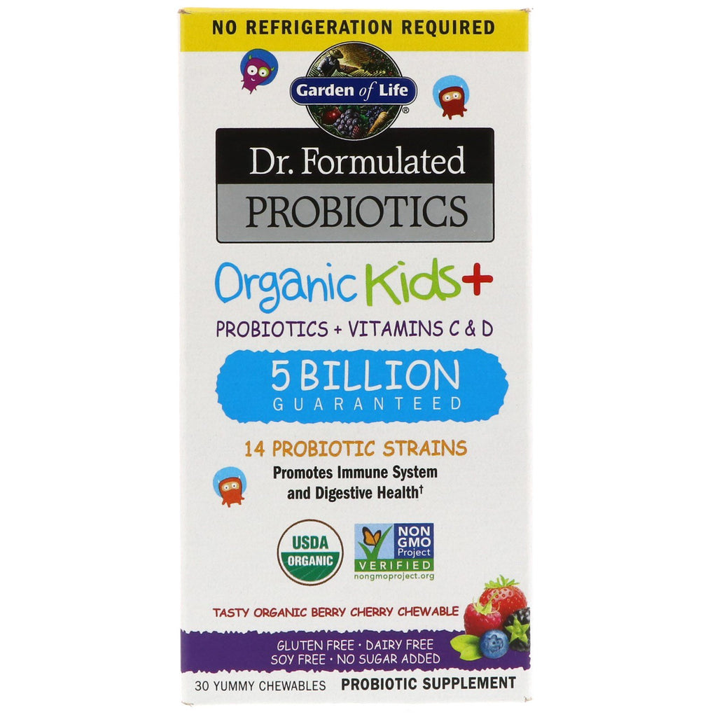 Garden of Life, Dr. Formulated Probiotics,  Kids +, Tasty  Berry Cherry, 30 Yummy Chewables