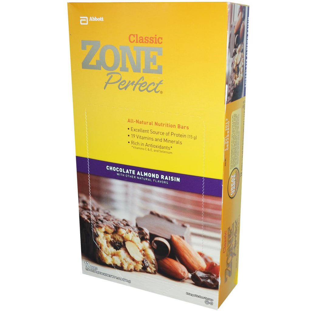ZonePerfect 클래식 완전 천연 영양 바 초콜릿 아몬드 건포도 12개 각 50g(1.76oz)