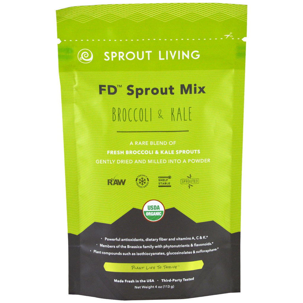 Sprout Living, Mélange de germes FD, brocoli et chou frisé, 4 oz (113 g)