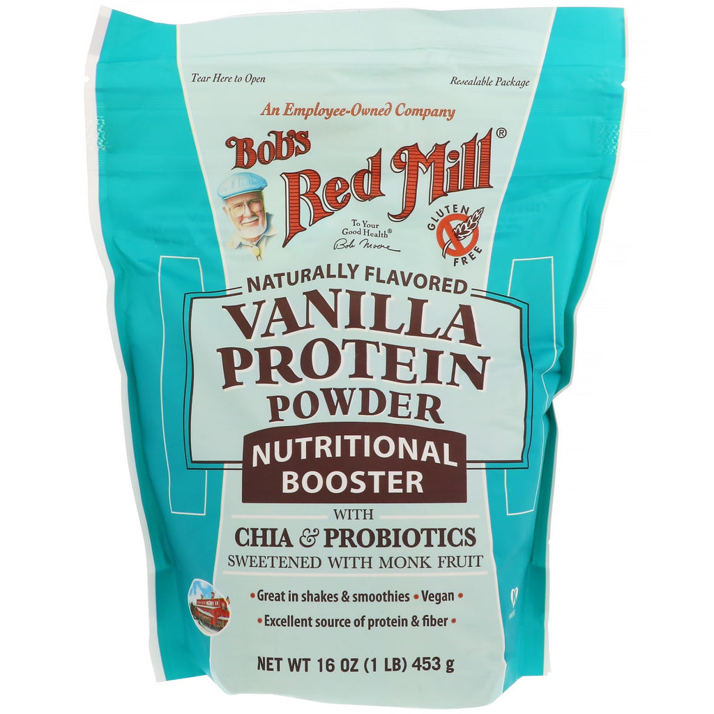 Bob's Red Mill, białko waniliowe w proszku, wzmacniacz odżywczy z Chia i probiotykami, 16 uncji (453 g)