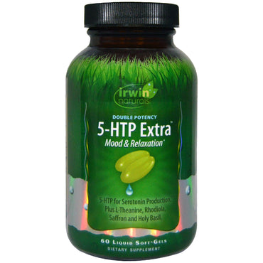 Irwin Naturals, doble potencia, 5-HTP extra, 60 cápsulas blandas líquidas