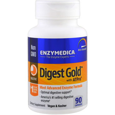Enzymedica, Digest Gold con ATPro, la fórmula enzimática más avanzada, 90 cápsulas