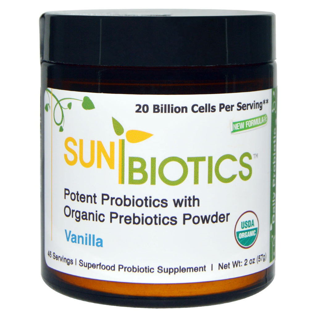 Sunbiotics, probiotice puternice cu pudră de prebiotice, vanilie, 2 oz (57 g)