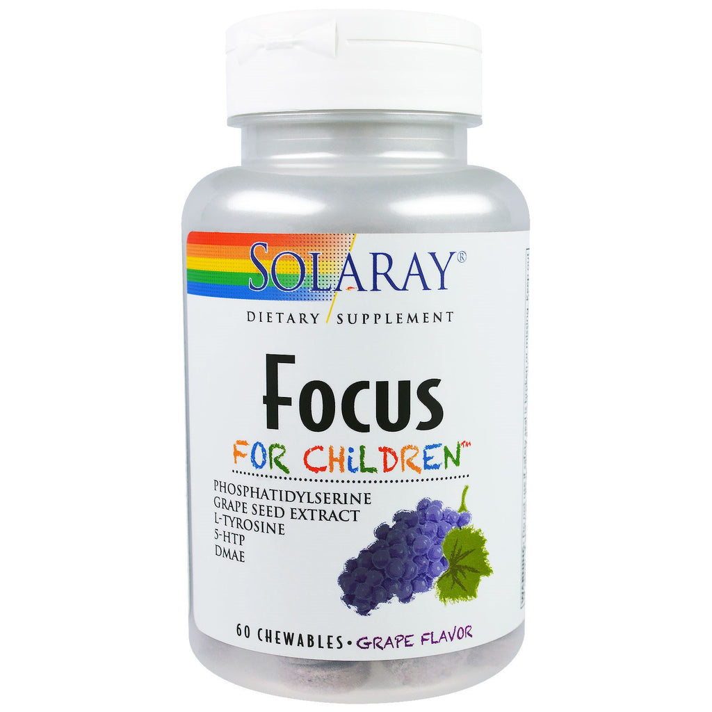 Solaray, Focus para niños, sabor a uva, 60 comprimidos masticables