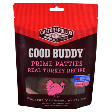 Castor & Pollux, Good Buddy, Prime Patties, Real Turkey Recipe, 4 oz (113 g)