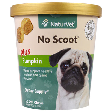 NaturVet, Sin Scoot para perros, más calabaza, 60 masticables suaves, 6,3 oz (180 g)