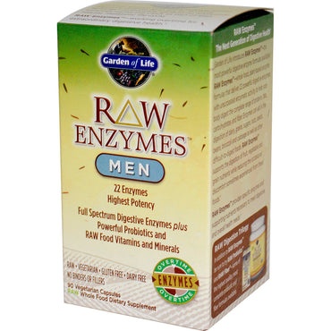 Garden of Life, RAW Enzymes, Mænd, 90 Veggie Caps