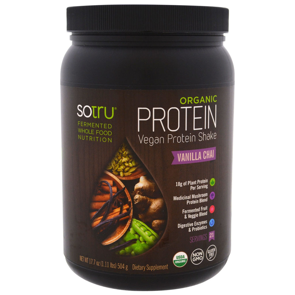 SoTru, مخفوق البروتين النباتي، شاي الفانيليا، 17.7 أونصة (504 جم)