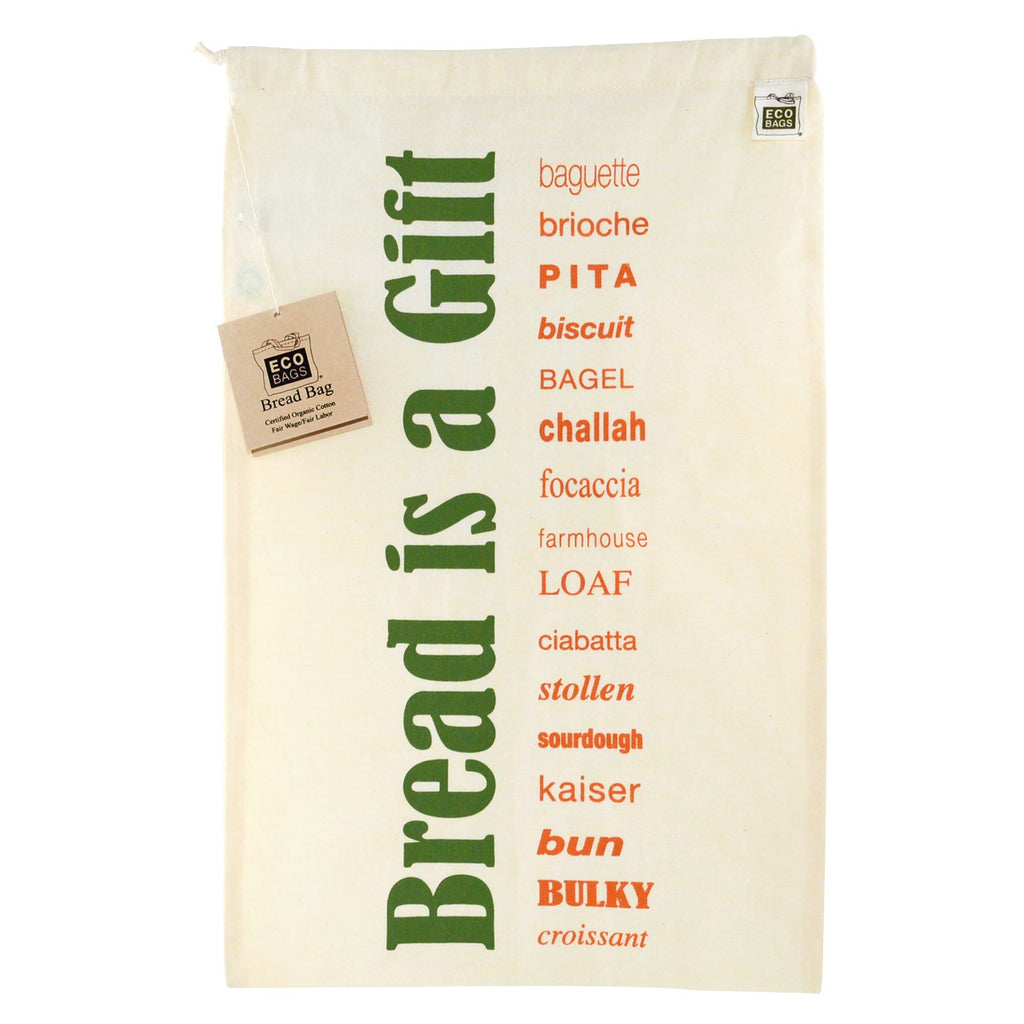 ØKOPOSER, sertifisert bomull, trykket gjenbrukbar brødpose, 1 pose, 11,5" B x 18"H
