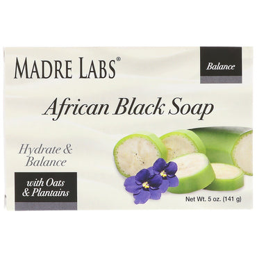 Madre Labs, African Black, savon en barre, avec avoine et plantains, 5 oz (141 g)