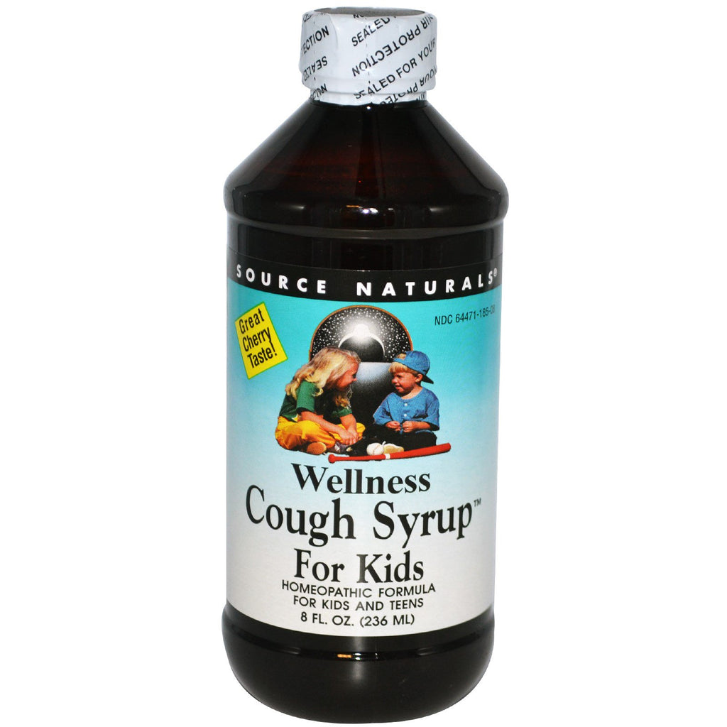 Source Naturals, Wellness syrop na kaszel dla dzieci, wspaniały smak wiśni, 8 uncji (236 ml)